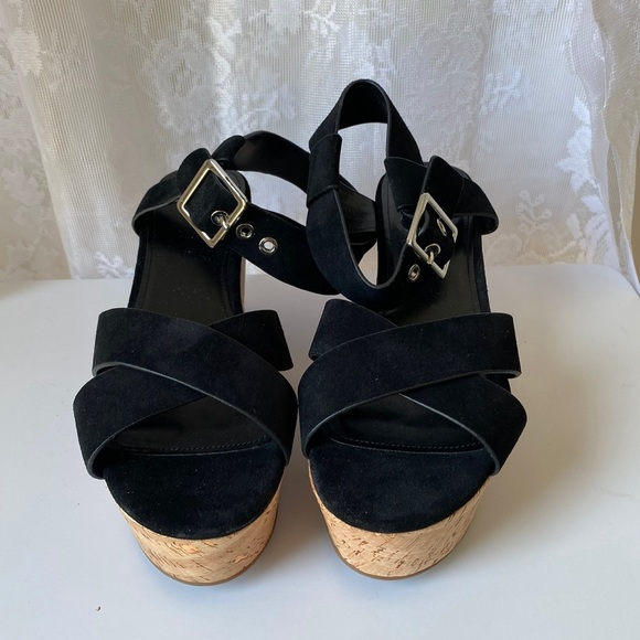 MARC FISHER LTD Cacie Platform Sandal In Black Suede 9 - Picture 7 of 13